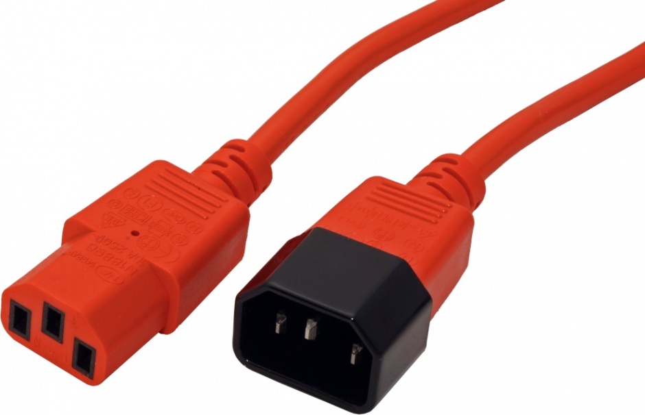 Imagine Cablu prelungitor alimentare IEC 320 C14 - C13 Rosu 0.8m, Roline 19.08.1525